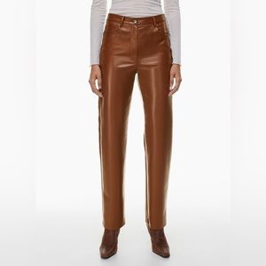 NWT Aritzia Wilfred The Melina Pant in Rich Chestnut size 16 Leather Pants